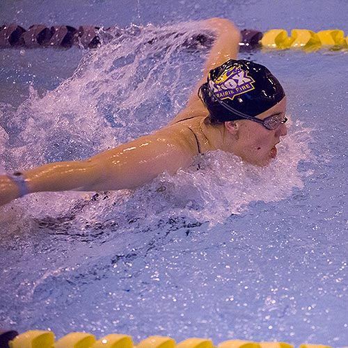 A swimmer for the Prairie Fire women's swim team.